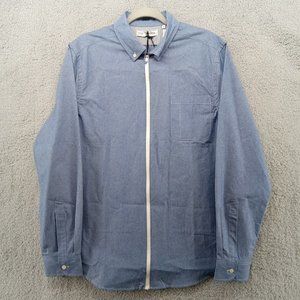 Five Four Mark McNairy Shirt Medium Blue Zip Up Oxford Button Down Collar‎
